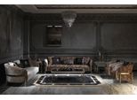 Set Divano Grande Tre Posti Poltrona Beige Tessuto Tavoli 5Pz