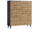Minio Go For It, Cassettiera Verticale Loket A 4 Ante, 120 Cm, Colore Rovere Wotan/Nero