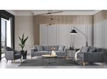 Elegante Set Da Salotto 3 Pezzi Mobili Di Lusso Grigio Design Moderno 3+1 Divano