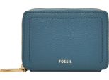 Fossil Porta Carte Di Credito Logan Zip Around Card Case Rfid Drizzle Blu