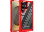 Custodia Per Samsung Galaxy S25 Ultra, Paraurti Ibrido In Pc Tpu Trasparente E Custodia Antiurto Rosso
