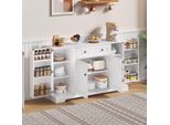 Flieks Credenza Da Cucina, Credenza Da Cucina A Buffet Con Ripiani Regolabili, Mobile Contenitore Per Cucina, Soggiorno, Sala Da Pranzo, Bianco