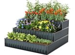 Costway Letto Rialzato A 3 Livelli, Letto Da Giardino Con Base Aperta, Impilabile, Aiuola A Livelli, Fioriera, Gradini Per Piante 118X118X61Cm Metallo Nero