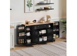Flieks Credenza Da Cucina, Credenza Da Cucina A Buffet Con Ripiani Regolabili, Mobile Contenitore Per Cucina, Soggiorno, Sala Da Pranzo, Nero