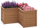 Costway Letto Da Giardino Rialzato In Legno, Cassetta Per Piante, Letto Per Piante A L, Cassetta Per Erbe Aromatiche, Telaio Superiore 120X120X63Cm Marrone
