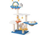 Tiragraffi Costway 124 Cm, Albero Per Gatti A Tema Spaziale Con Piattaforma Ufo, Giocattoli, Tiragraffi In Sisal, Amaca E Capsula Spaziale, Arredamento Per Gatti Blu