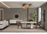 Set Sala Da Pranzo Tavolo Da Pranzo 4X Sedie Credenza+ Specchio 7 Pezzi