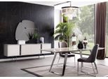 Gruppo Sala Da Pranzo Tavolo 4X Sedie Credenza Specchio 7 Pezzi. Set Da Pranzo Grigio