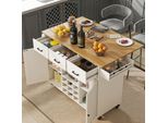 Carrello Da Cucina Flieks Con Scivolo Per Vini, Isola Da Cucina Con Ampio Piano Pieghevole, Carrello Di Servizio Con Portaspezie E Portasciugamani, Bianco