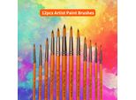 12Pcs Professional Artist Paint Brushes Set Punta Rotonda Manico In Legno Pennello In Nylon Per Acrilico Olio Acquerello Guazzo Unghie Viso Disegno Pittura Forniture D'arte