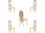 Gruppo Sedie Set Tessuto Legno Imbottito Sala Da Pranzo 4X Sedie