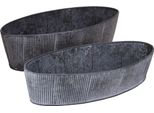 Ciotola Vintage In Metallo Ovale Nero Grigio, Set Di 2