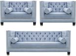 Set Di Divani Blu Poltrona Chesterfield Mobili Creativi Tessuto Soggiorno Nuovo