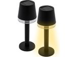 1.03 Lampada Solare Da Tavolo In Nero - Set Di 2 / Ciascuno Circa 22 X 8,5 Cm - Lampada Solare Da Tavolo Decorativa (Set Di 2)