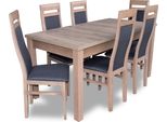 Set Tavolo Da Pranzo Tavolo + 6X Sedie Sedia Sala Da Pranzo Set Tavolo Legno Tessile