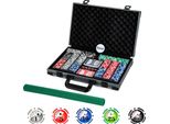 Set Di Fiches Da Poker Texano Costway, Fiches Da Casinò Con 400 Fiches, 2 Mazzi Di Carte E Bottone Del Mazziere, 5 Dadi, Feltro Da Poker, Custodia In Alluminio