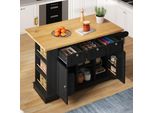 Carrello Di Servizio Flieks Con Piano Di Lavoro Pieghevole, Carrello Da Cucina Con Presa Di Corrente, Isola Da Cucina Con Ampio Spazio Di Archiviazione, Mobile Da Cucina Con Portasciugamani, Nero