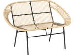 Outsunny Panca Da Giardino A 2 Posti In Polyrattan, Panca Resistente Alle Intemperie Resistente Ai Raggi Uv Kaki
