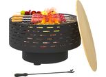 Outsunny 3-In-1 Ciotola Per Il Fuoco Ø60 X 39Cm In Acciaio Inox Pozzetto Per Il Fuoco Con Griglia