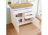 Flieks Credenza A Cassetti Con Led, Mobile Da Soggiorno Con 3 Cassetti E 2 Ante, Cassettiera Con Ripiano Regolabile, Bianco
