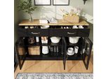 Cassettiera Aiorber, Design Vetrinetta, Due Cassetti, Ampio Spazio Di Archiviazione, Protezione Antiribaltamento, Per Cucina, Sala Da Pranzo E Soggiorno, 120X40X84Cm, Nero