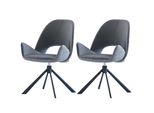 Casa Dolce Renada Sedia Da Pranzo Girevole, Set Di 2, 60X66X87 Cm, Grigio, Rivestimento In Tessuto, Schienale Aperto, Girevole A 360°