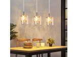 Zmh Lampada A Sospensione Tavolo Da Pranzo Lampada A Sospensione Soggiorno Vetro 3 Fiamme Cristallo Lampada A Sospensione G9 Vintage Sala Da Pranzo 120CM Altezza Regolabile Moderno