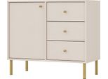 Selsey Oktio - Credenza A 1 Anta Con 3 Cassetti, Beige Sabbia, 84 Cm