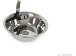 Lavello In Acciaio Inox Lavello Da Campeggio Integrato+ Scarico 28 Cm Rotondo Camper