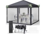 Gazebo Pieghevole Fch 3X 3M, Gazebo Pop-Up Con 4 Pareti Laterali, Impermeabile, Protezione Uv, Gazebo Da Giardino, Grigio