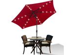 Tolletour Ombrellone A Sbalzo 270 Cm Con Led Solare, Apertura A 30°, Protezione Uv, Manovella - Rosso - Ombrellone Da Giardino Ombrellone A Sbalzo