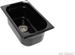 Lavello In Acciaio Inox Lavandino Da Campeggio + Scarico 265 X 160 X 100 Mm Nero