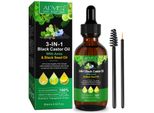 Aliver Olio 3 In 1 Per Capelli E Pelle - Cumino Nero, Amla E Olio Di Ricino Nero - 60 Ml