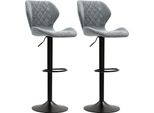 Homcom Sgabello Da Bar Set Di 2, Sgabello Da Bar Imbottito Con Schienale, Look Ciniglia, Struttura In Acciaio, Sedie Da Cucina Girevoli Regolabili In Altezza Per Cucina, Grigio Scuro