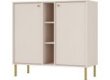 Selsey Oktio - Credenza A 2 Ante Con Ripiani, Beige Sabbia, 100 Cm