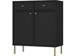 Selsey Oktio - Credenza A 2 Ante Con 2 Cassetti, Nero-Grafite, 84 Cm