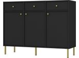 Selsey Oktio - Credenza A 3 Ante Con 3 Cassetti, Nero-Grafite, 125 Cm