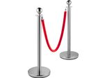 Succebuy Sistema Di Delineazione Delstahl Barriera Palo Corda Di Demarcazione Con 2 Corde Di Velluto Rosso Da 1,5 M 4 Pack Argento
