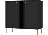 Selsey Oktio - Credenza A 2 Ante Con Ripiani, Nero-Grafite, 100 Cm