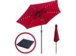 Aopunly Ombrellone A Sbalzo 270 Cm Con Led Solare, Apertura A 30°, Protezione Uv, Manovella - Rosso - Ombrellone Da Giardino Ombrellone A Sbalzo