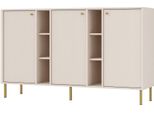 Selsey Oktio - Credenza A 3 Ante Con Ripiani, Beige Sabbia, 159 Cm