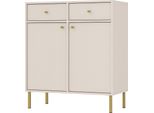 Selsey Oktio - Credenza A 2 Ante Con 2 Cassetti, Beige Sabbia, 84 Cm