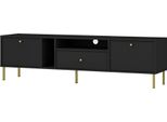 Selsey Oktio - Mobile Tv A 2 Ante Con Ripiani E Cassetto, Nero-Grafite, 180 Cm