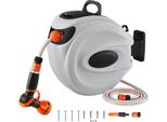Succebuy Avvolgitubo Retrattile 115 Piedi X 1/2 Pollice, Supporto Girevole A 180°, Tubo Da Giardino Montato A Parete Con 9 Ugelli E 3 Adattatori, Avvolgitore Automatico, Blocco Regolabile