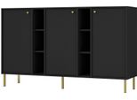 Selsey Oktio - Credenza A 3 Ante Con Ripiani, Nero-Grafite, 159 Cm
