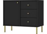 Selsey Oktio - Credenza A 1 Anta Con 3 Cassetti, Nero-Grafite, 84 Cm