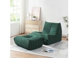 Sedia Da Terra Con Poggiapiedi 'Kodsø' Sedia Da Terra Con Schienale E Pouf 75 X 90 X 100 Cm Verde Corda