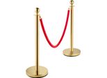 Succebuy Sistema Di Delineazione Oro Delstahl Barriera Palo Corda Di Demarcazione Con 2 Corde Di Velluto Rosso Da 1,5 M 4 Pack Colonna D'oro