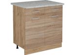 Vicco Mobiletto Base Per Cucina R-Line, 80 Cm Pl Marmo, Sonoma/Quercia Dorata