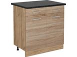Vicco Mobiletto Base Per Cucina R-Line, 80 Cm , Pl Antracite, Sonoma/Quercia Dorata